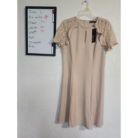 Allegra K Dress Hourglass Flare Zip Closure Back Lace Short Sleeve Sz Large NEW - Picture 1 of 10